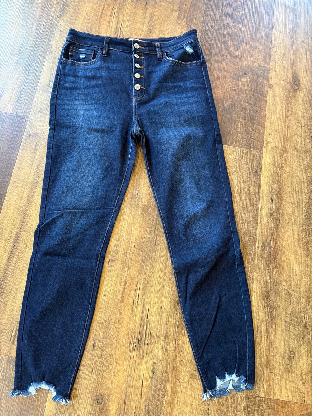 KanCan Dark Blue High-Rise Skinny Jeans with Button Fly Size 13/30